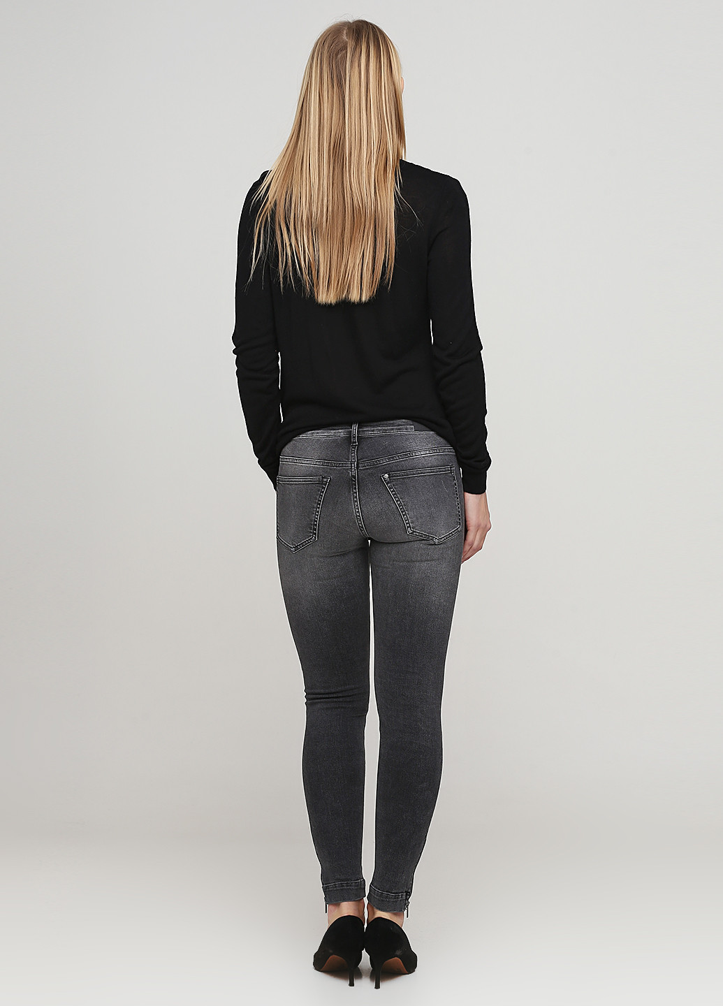Джинси H&M завужені однотонні сірі джинсові бавовна
