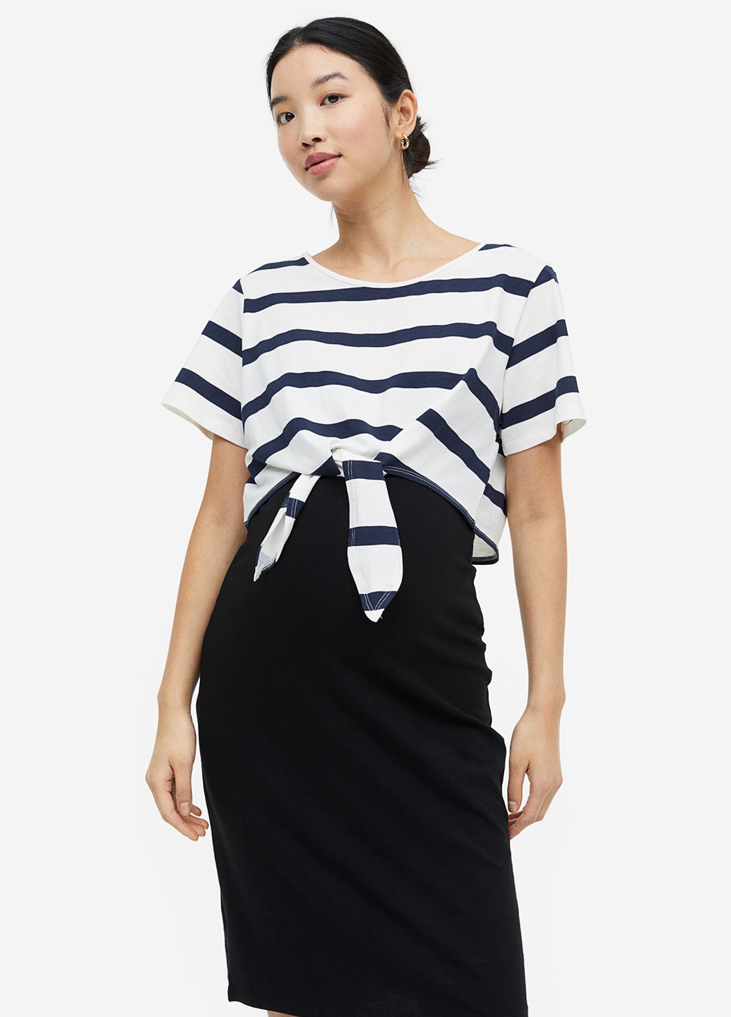 Комбинированное кэжуал платье для беременных H&M в полоску