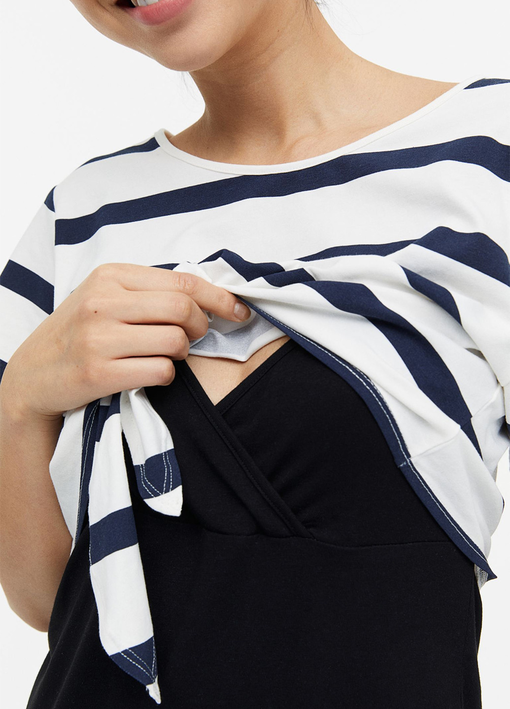 Комбинированное кэжуал платье для беременных H&M в полоску