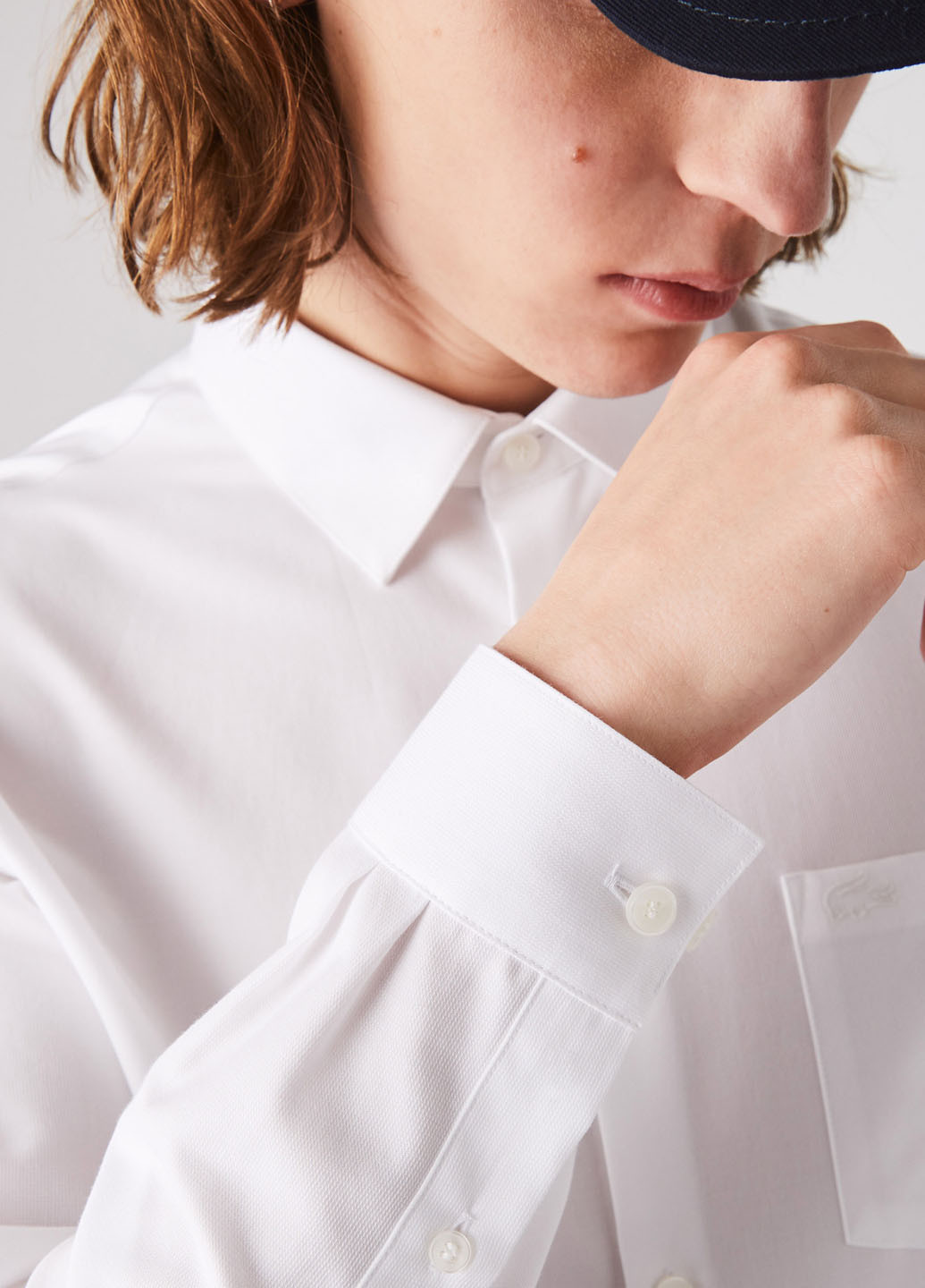 Белая классическая, кэжуал рубашка однотонная Lacoste