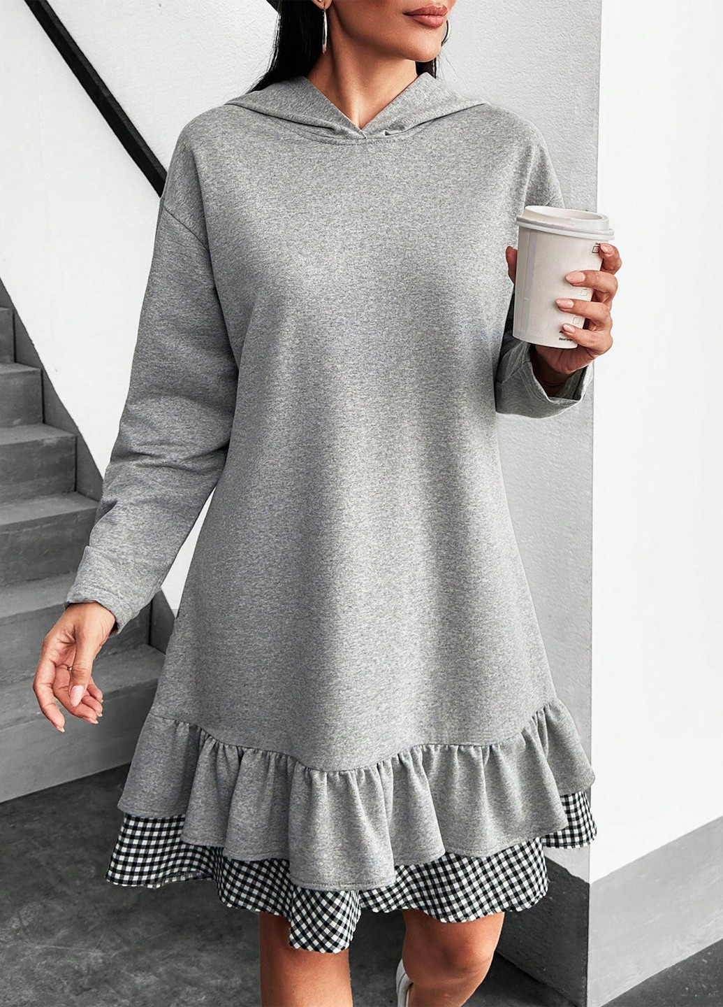 Світло-сіра кежуал сукня сукня-худі, а-силует SHEIN меланжева