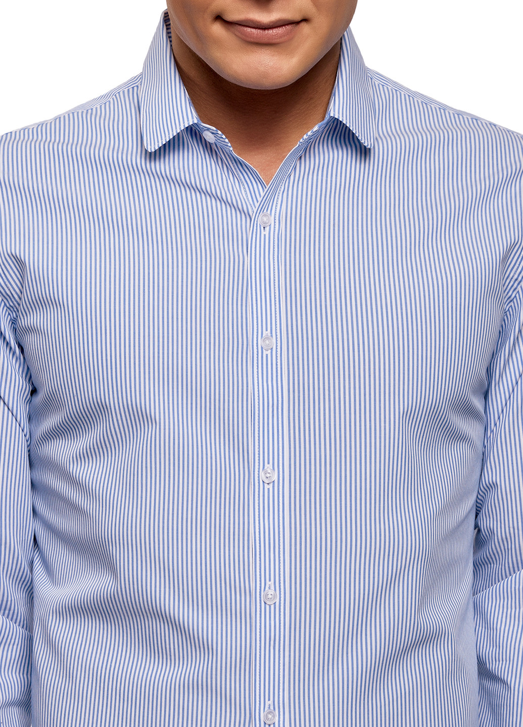 Бледно-голубой кэжуал рубашка в полоску Oodji с длинным рукавом