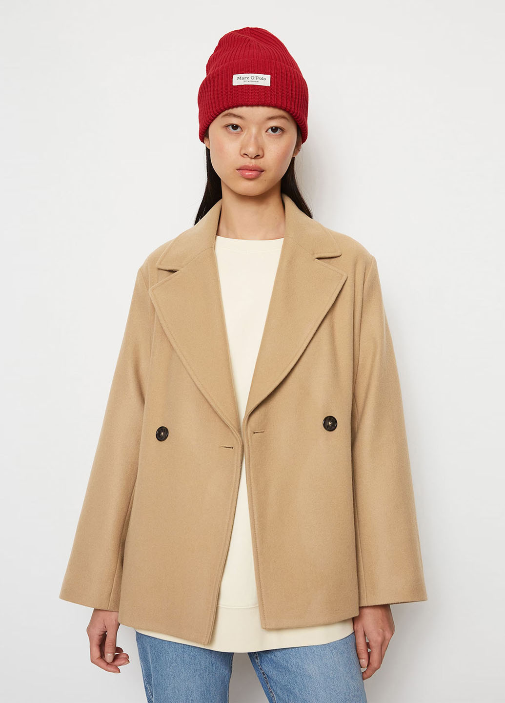 Бежевое демисезонное Пальто двубортное Marc O'Polo