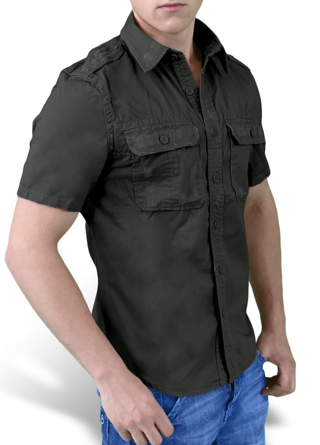 Черная кэжуал рубашка однотонная Surplus с коротким рукавом
