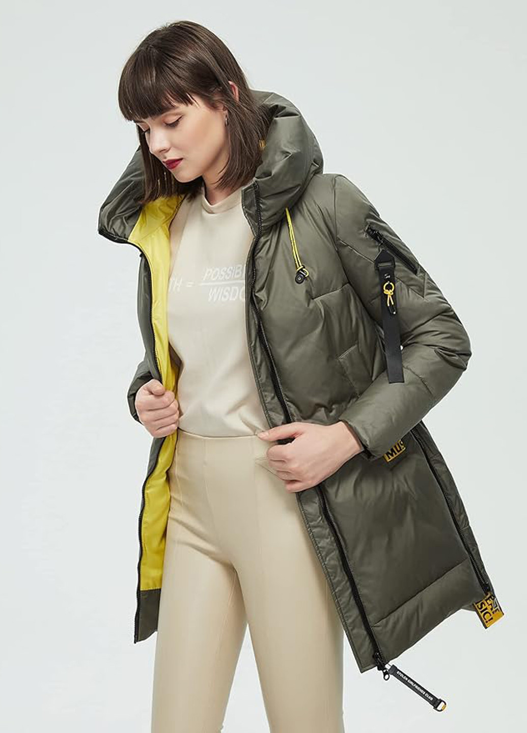 Оливкова зимня куртка HAILUOZI