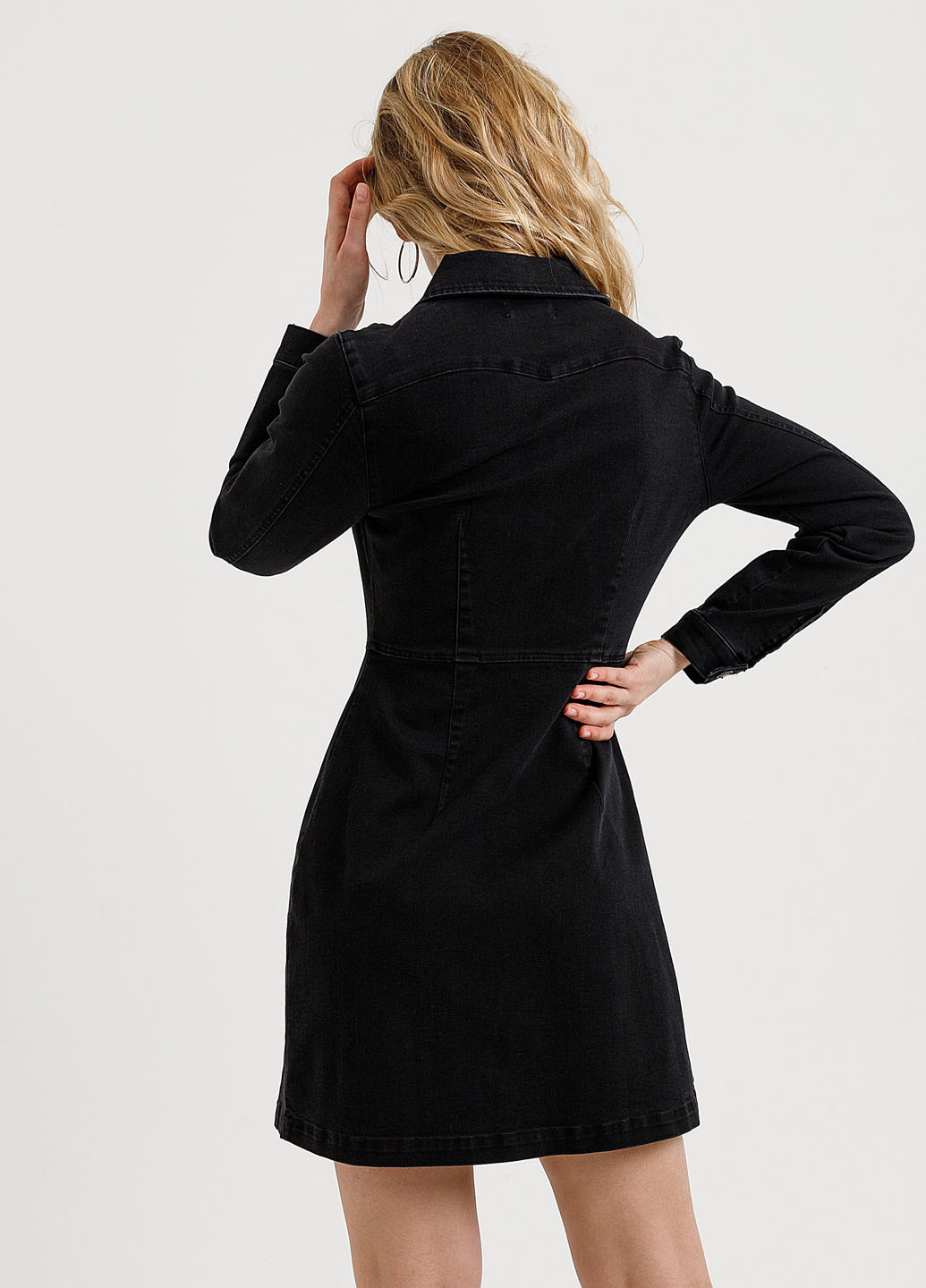 Черное джинсовое платье рубашка SELA