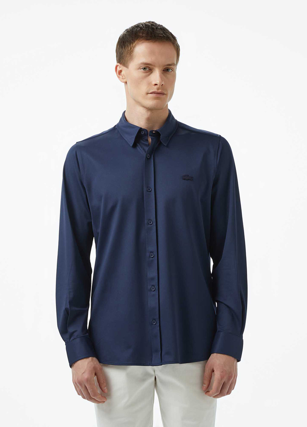 Индиго кэжуал рубашка однотонная Lacoste