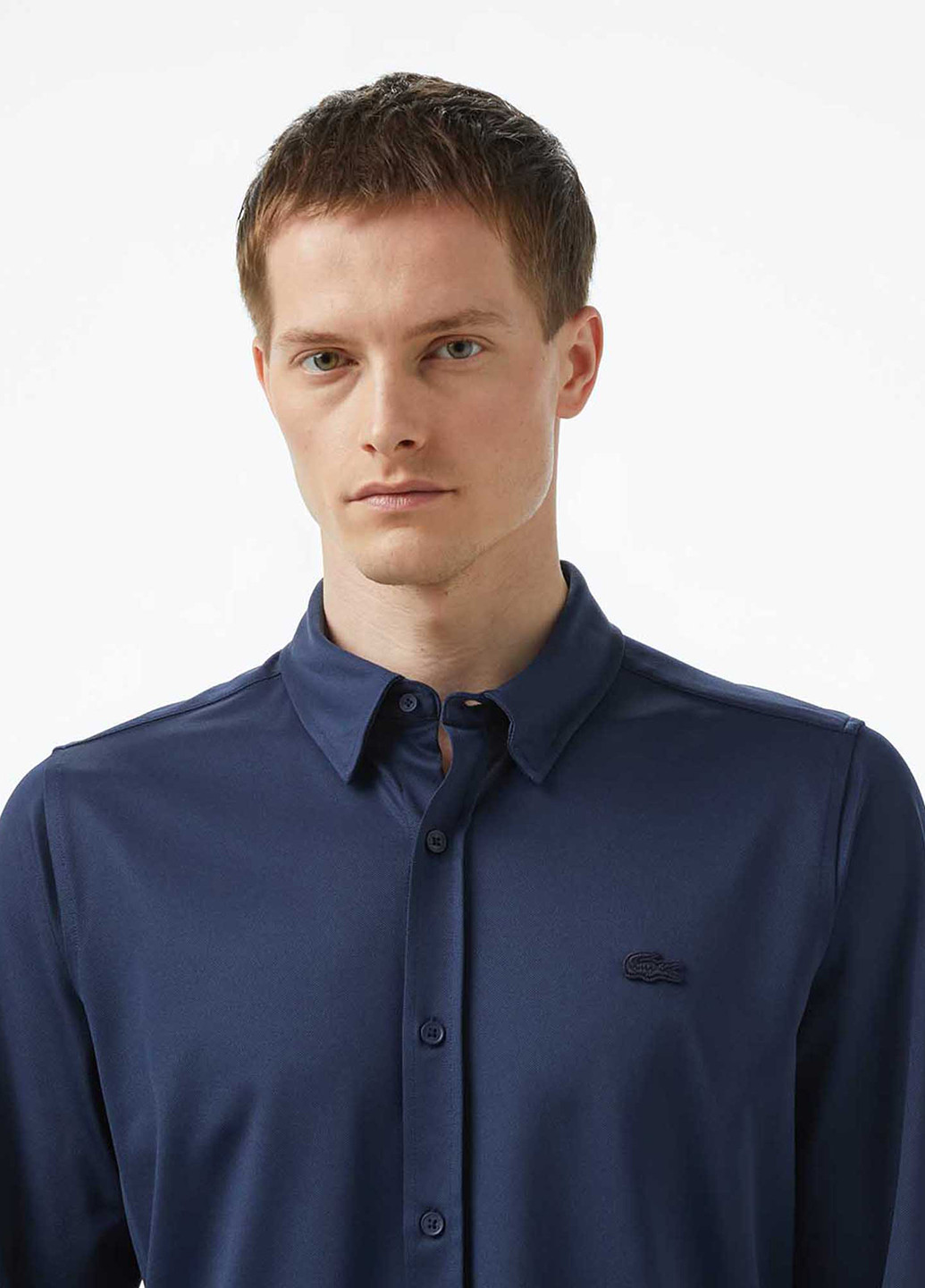 Индиго кэжуал рубашка однотонная Lacoste