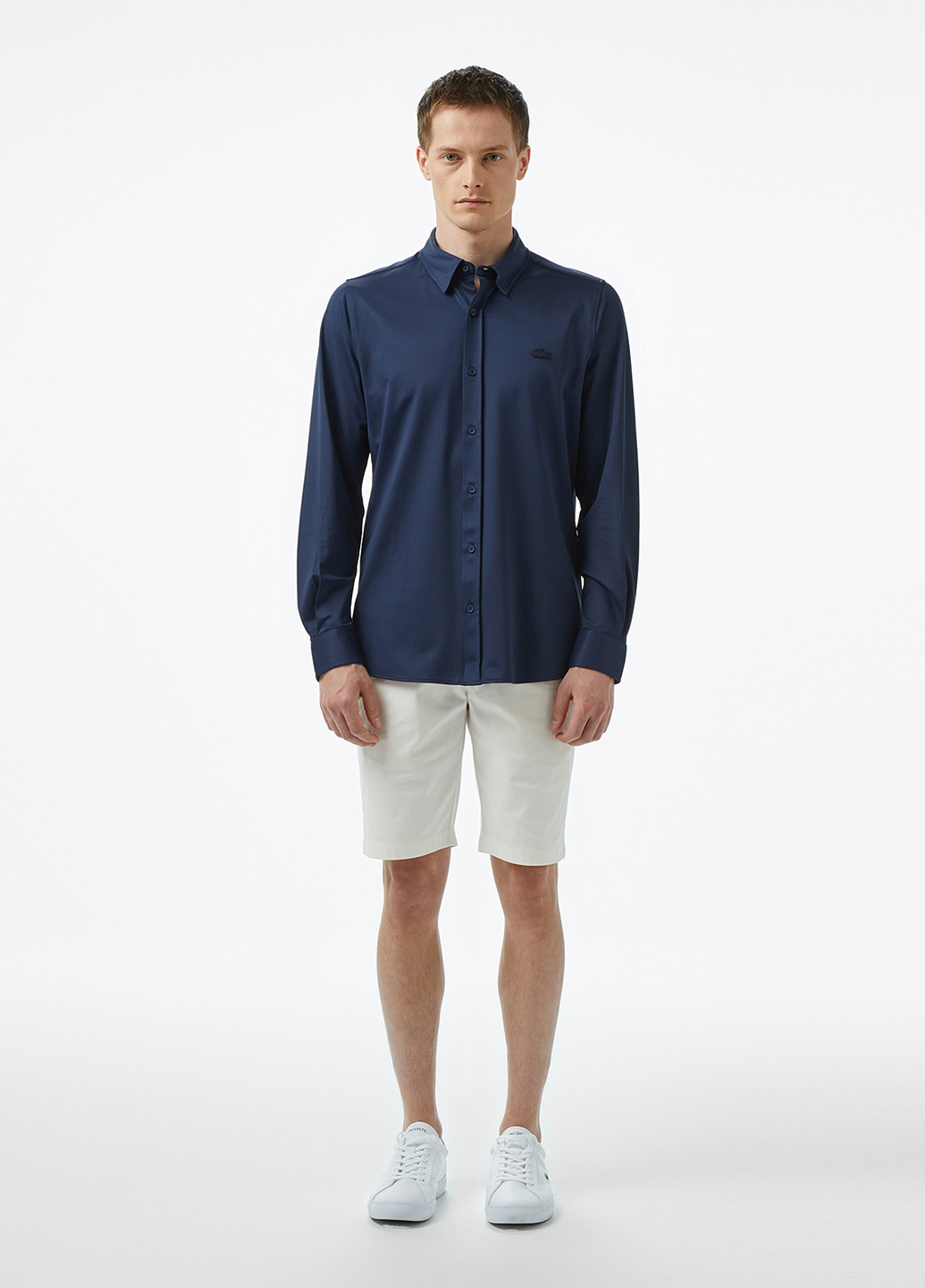 Индиго кэжуал рубашка однотонная Lacoste