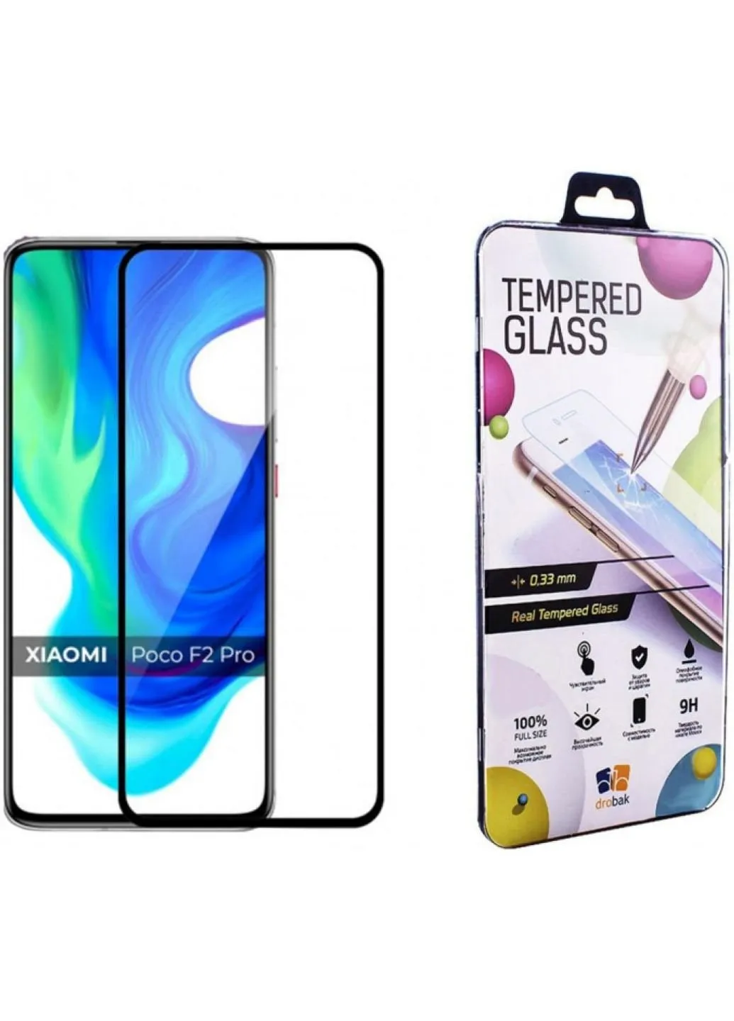 Стекло защитное Poco F2 Pro Full Cover Full Glue (Black) (222222) (222222) Drobak (249598745)