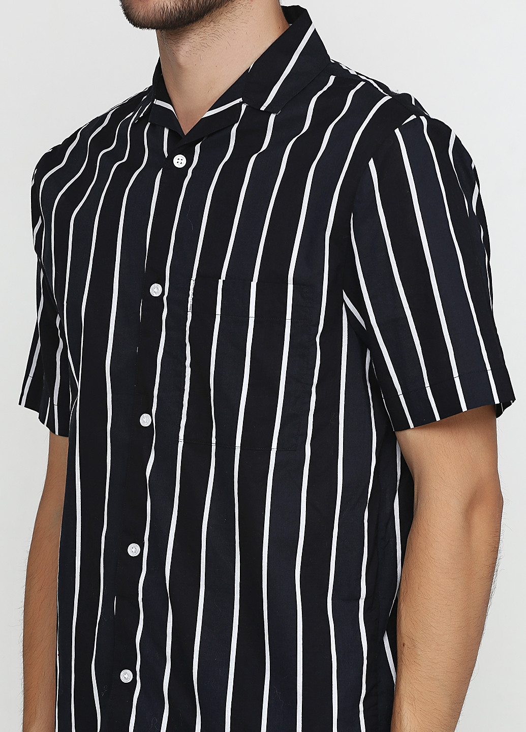 Сорочка H&M з коротким рукавом смужка темно-синя кежуал