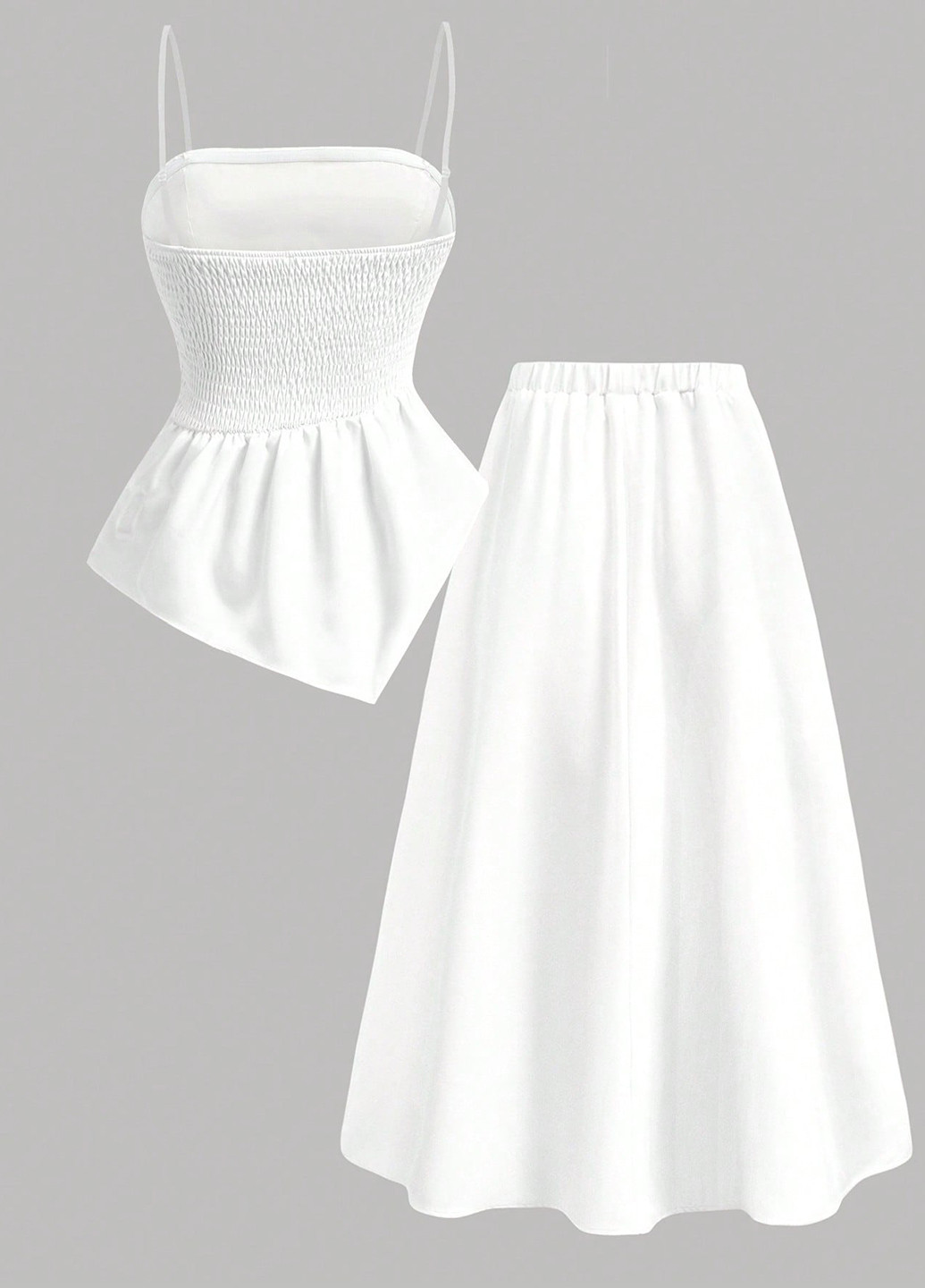Белый летний комплект (топ, юбка) SHEIN