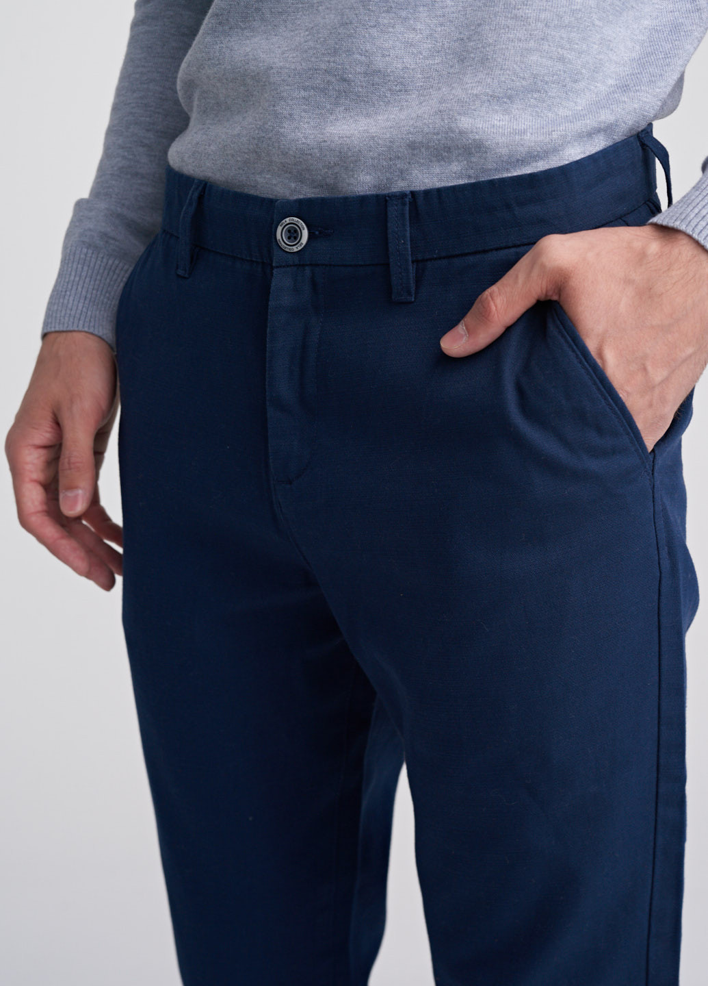Темно-синие кэжуал демисезонные зауженные брюки SELA