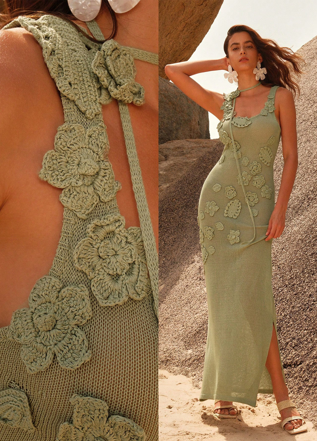 Зеленое кэжуал платье силуэтная SHEIN однотонное