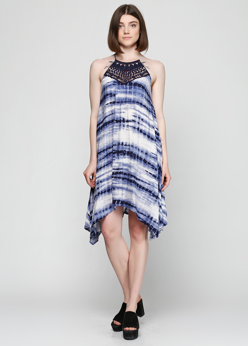 Комбинированное кэжуал платье Miami Style с абстрактным узором