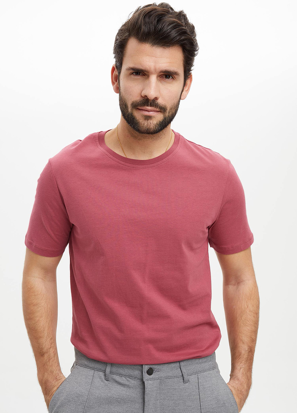 Темно-розовая летняя футболка DeFacto