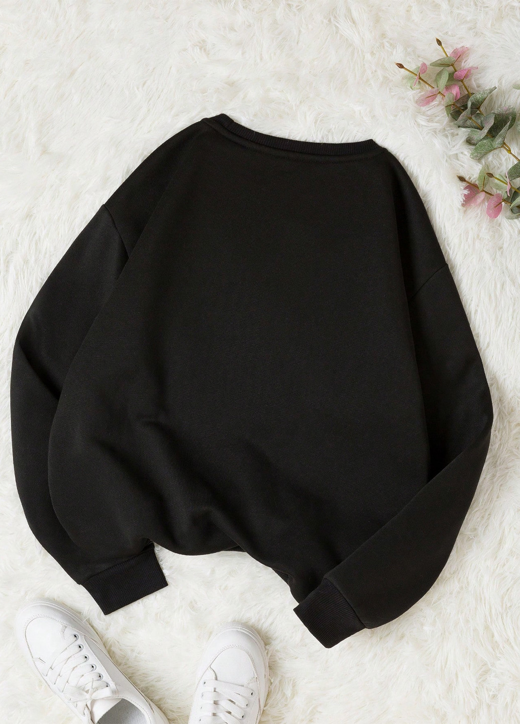 Чорний світшот SHEIN малюнок без декору (316481179)