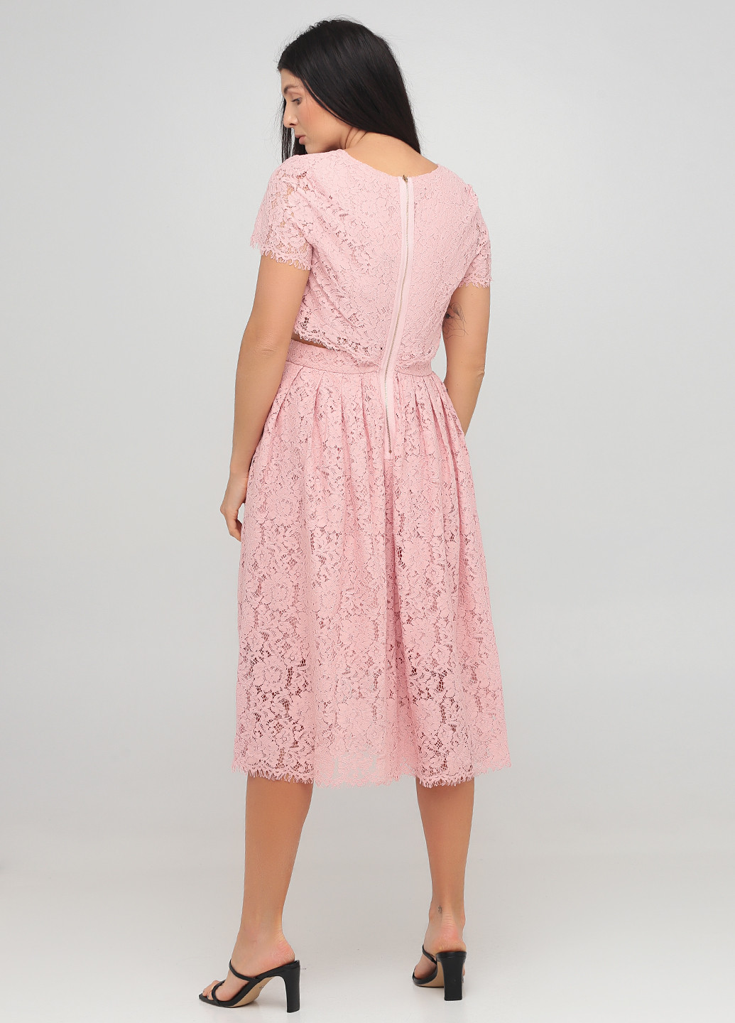 Светло-розовое кэжуал платье клеш True Decadence однотонное