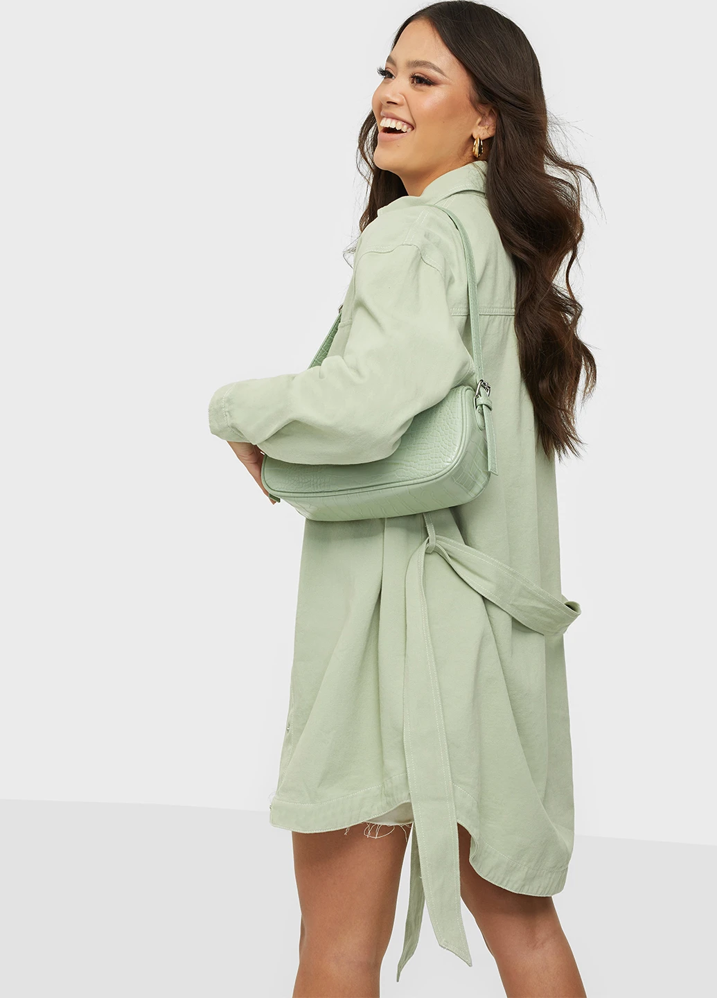 Мятное кэжуал платье рубашка Missguided однотонное