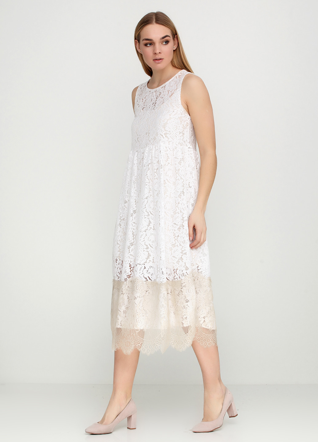 Молочное кэжуал платье Lumina с орнаментом
