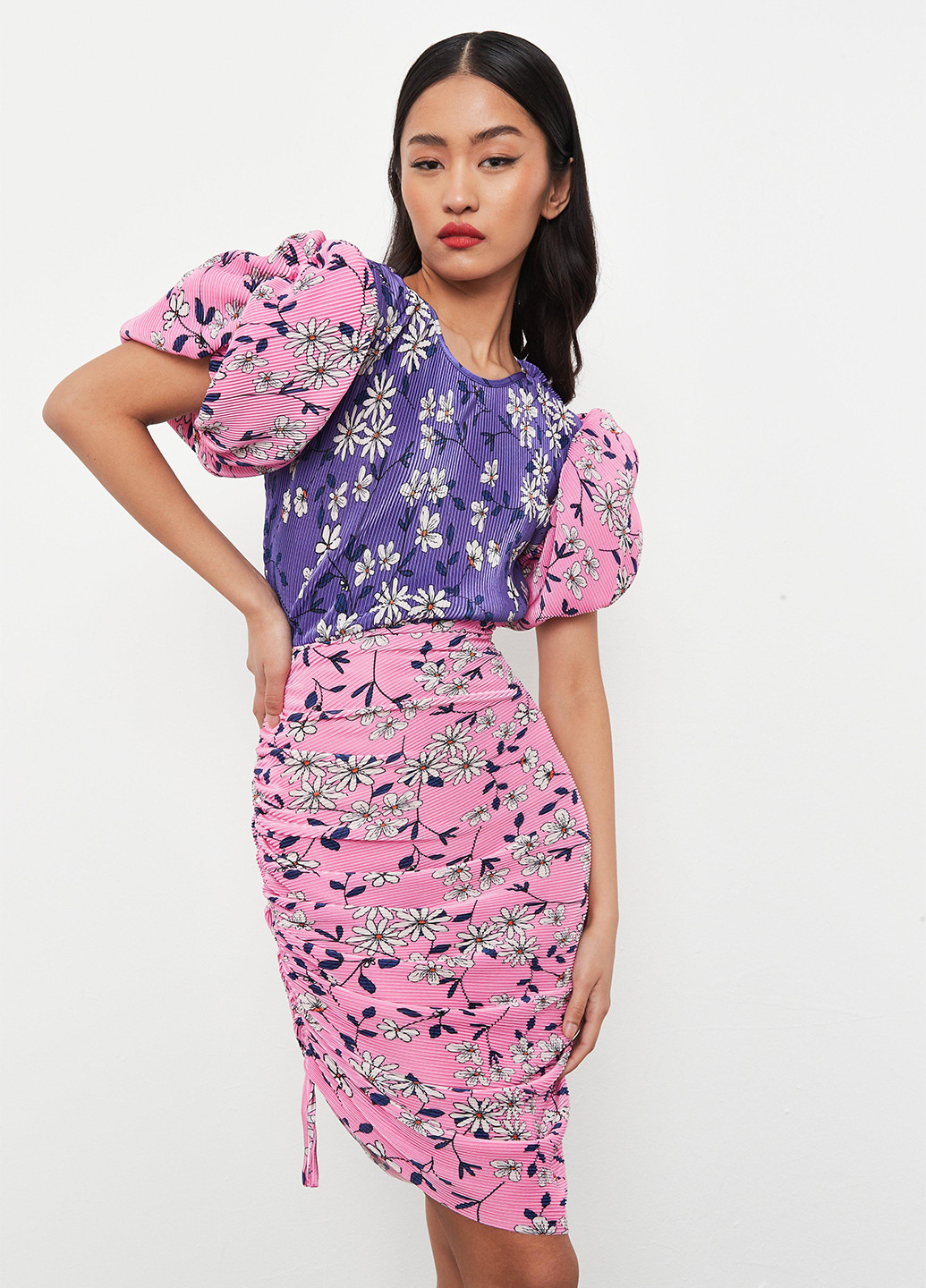 Комбинированное кэжуал платье бандажное Missguided с цветочным принтом