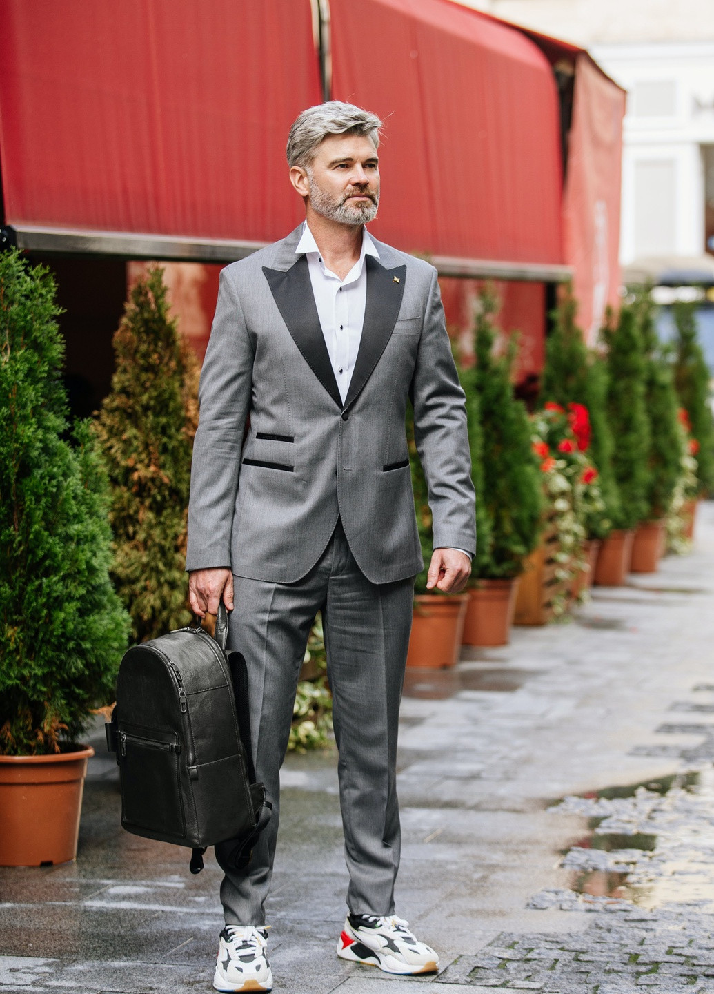 Серый демисезонный костюм-двійка однобортний чоловічий сірий Andreas Moskin