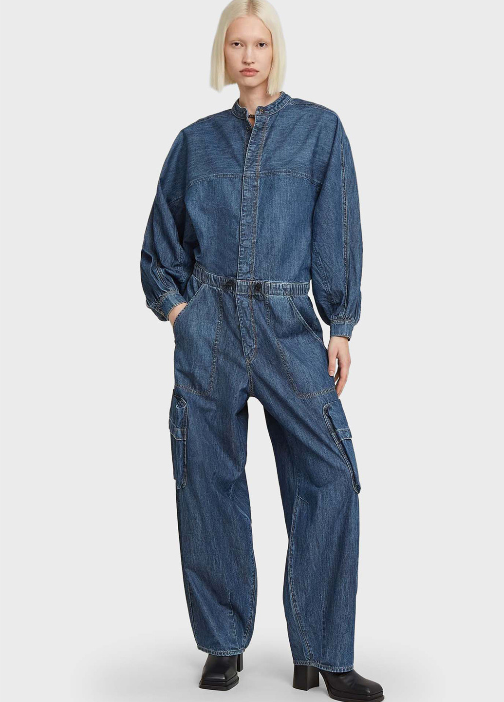 Комбинезон G-Star Raw комбинезон-брюки варенка синий денил хлопок, джинс