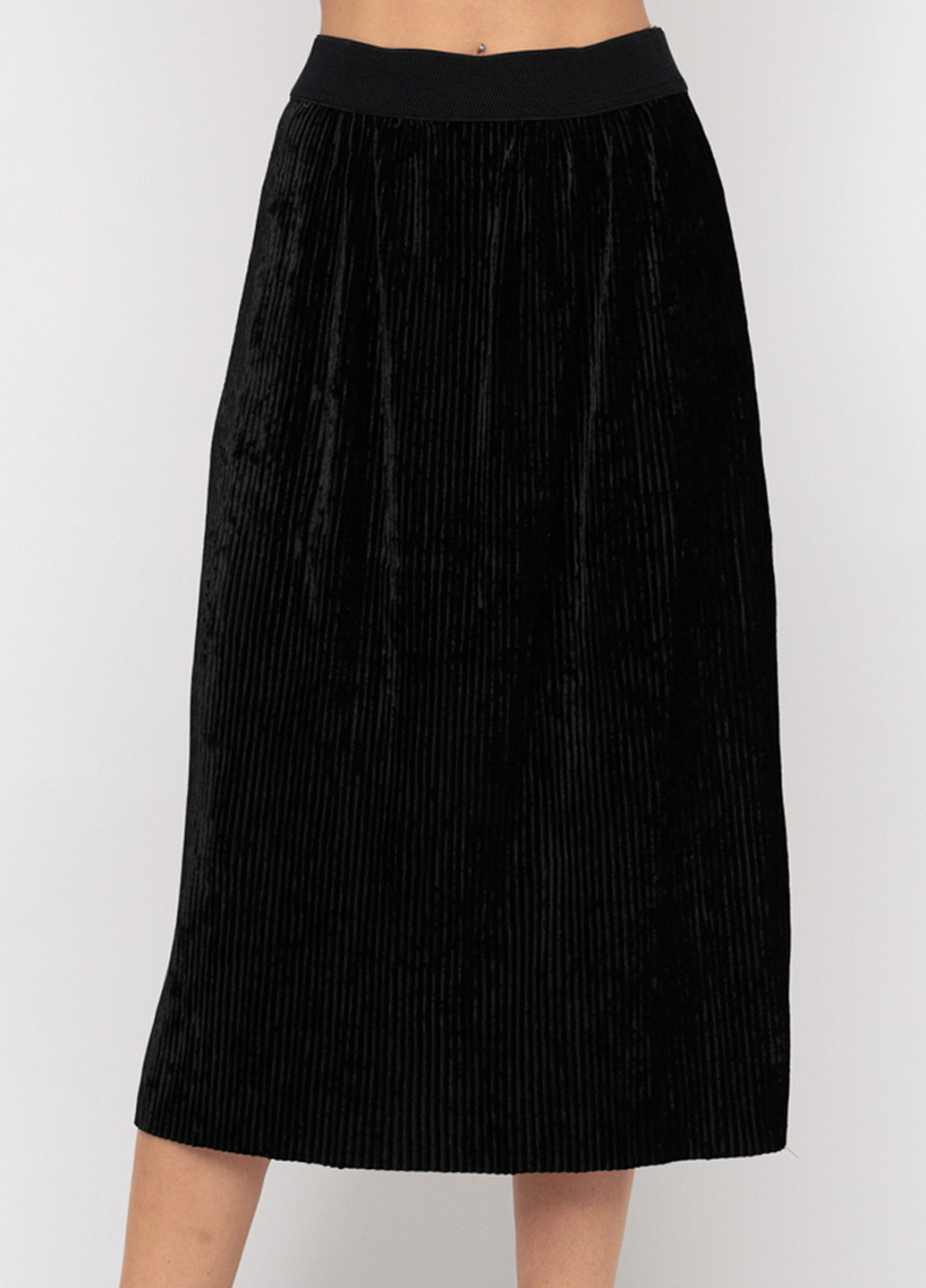 Черная кэжуал однотонная юбка ISSA PLUS а-силуэта (трапеция)