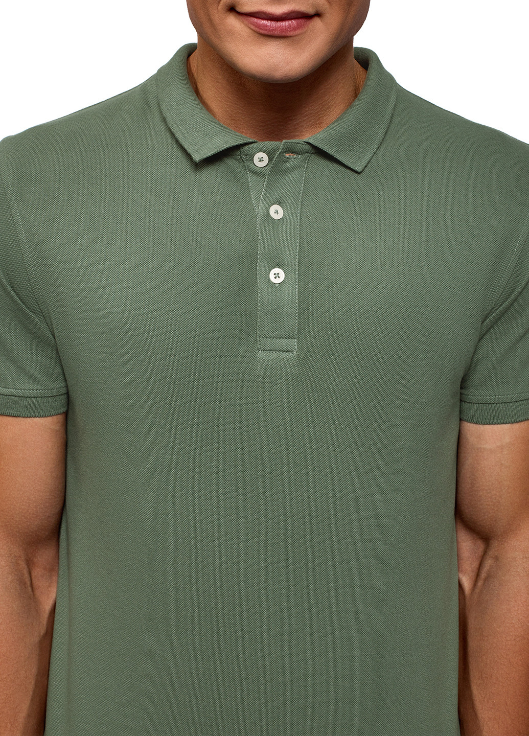 Зеленая футболка-поло для мужчин Oodji однотонная
