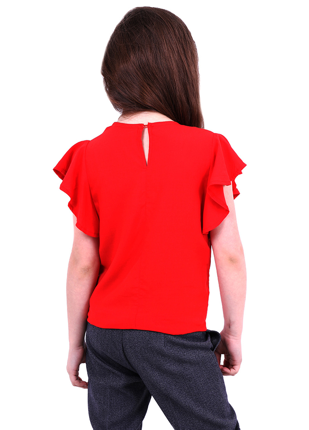 Красная однотонная блузка с коротким рукавом Timbo демисезонная