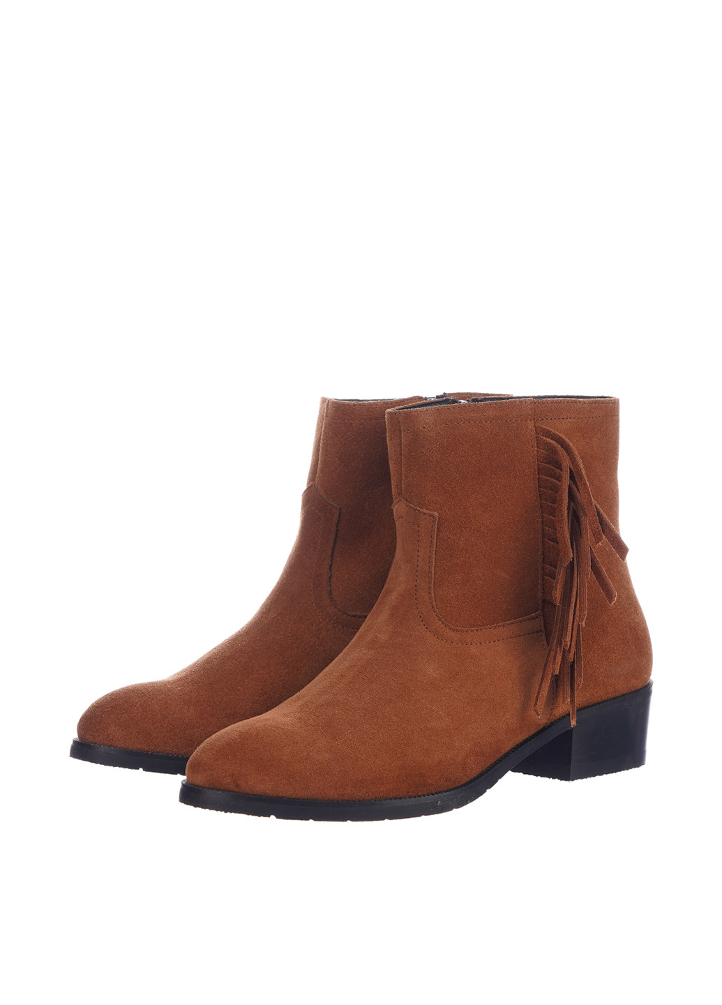 Осенние ботинки казаки Standard с бахромой из натуральной замши