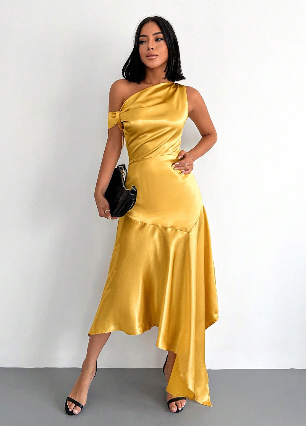 Жовтий коктейльна сукня сукня-комбінація, з відкритими плечима SHEIN однотонна