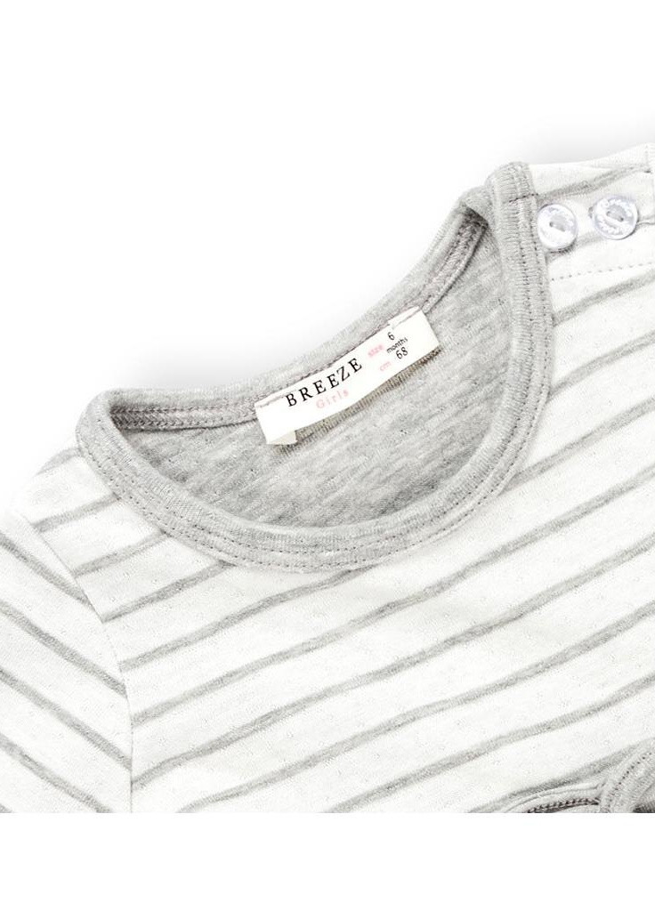Біла футболка в смужку з бантиком (11630-86g-gray) Breeze (205765160)