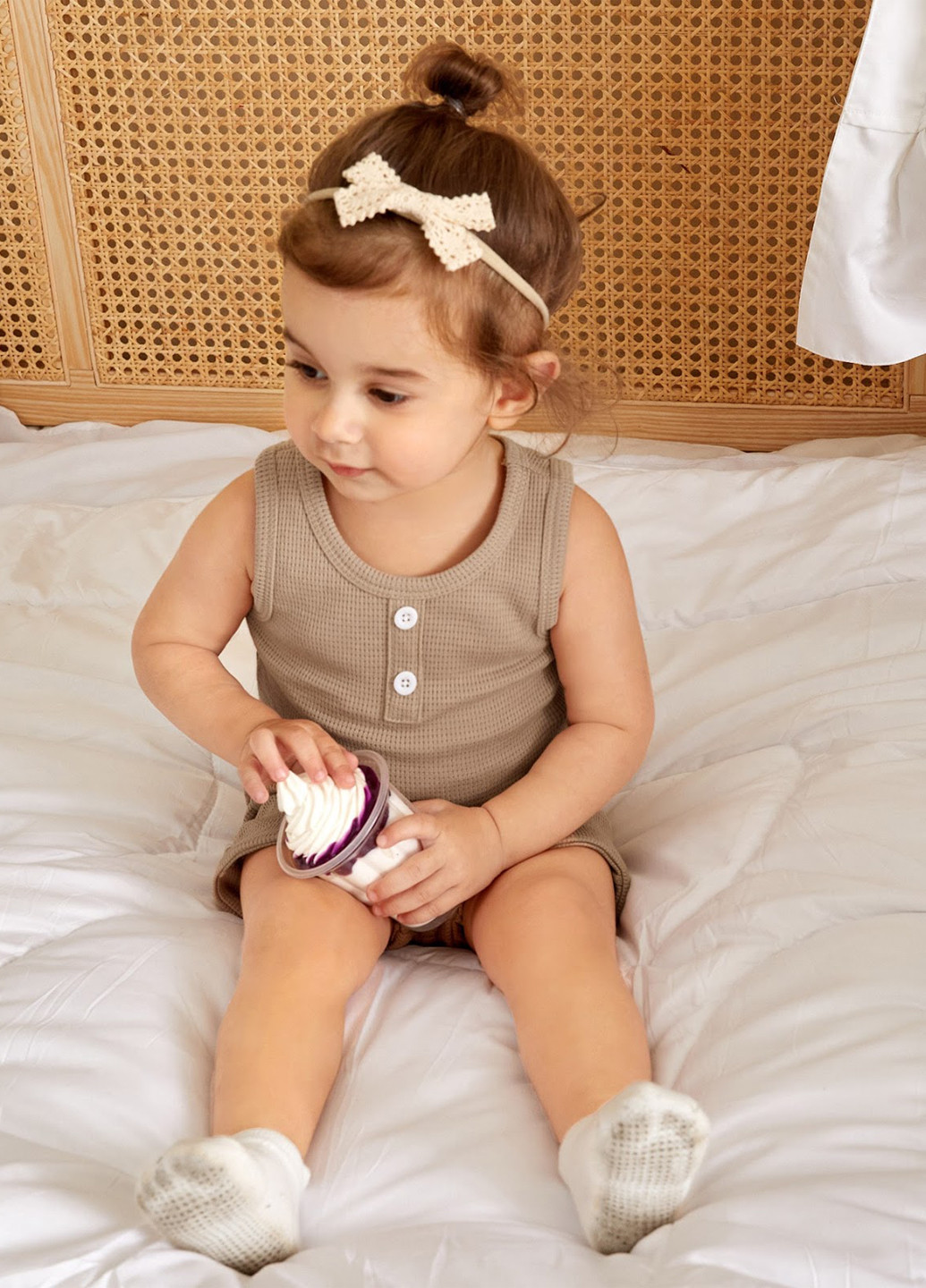 Темно-бежевий літній комплект (топ, шорти) SHEIN