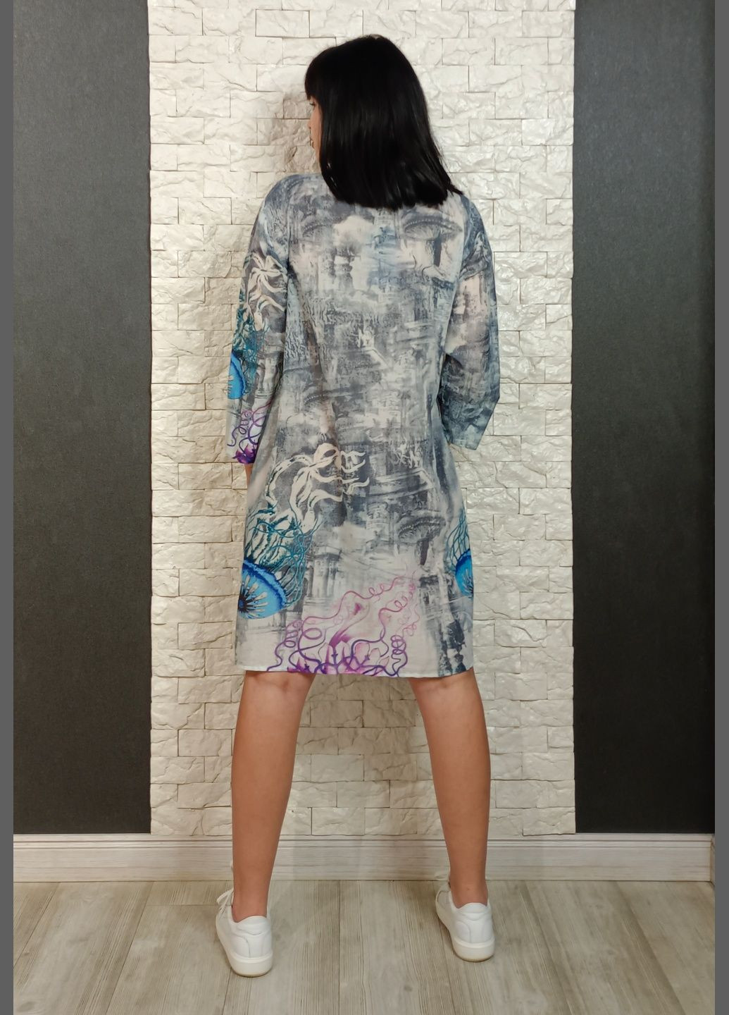 Комбінована кежуал сукня сорочка Indira з абстрактним візерунком