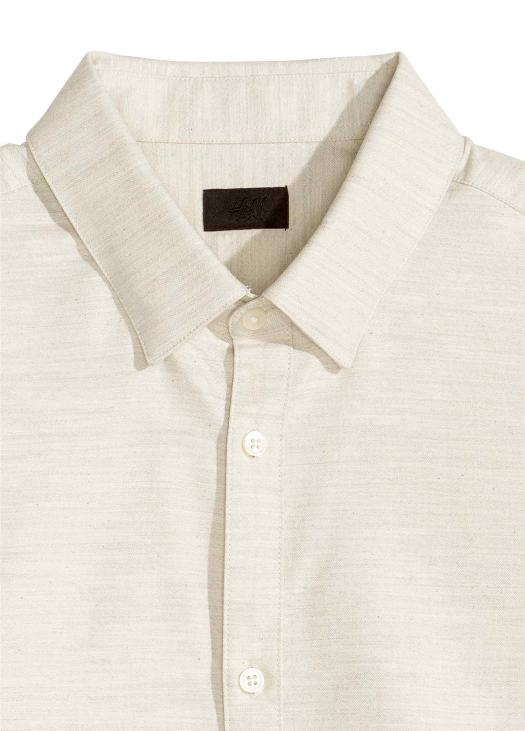 Бежевая кэжуал рубашка однотонная H&M с длинным рукавом