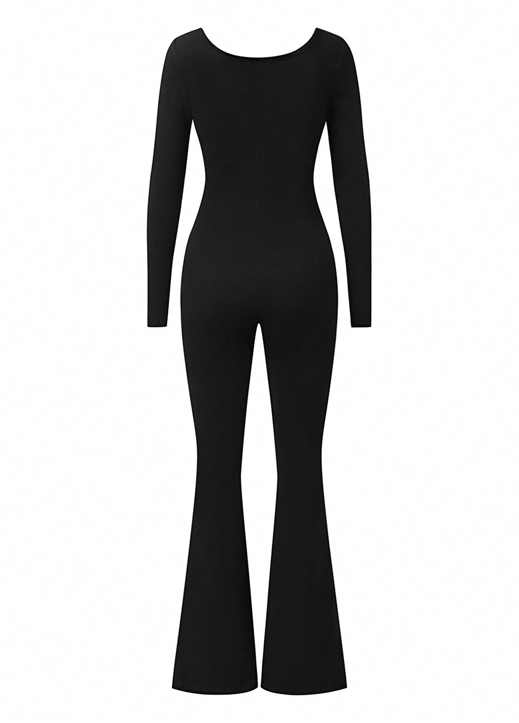 Комбинезон SHEIN комбинезон-брюки однотонный чёрный кэжуал полиэстер, трикотаж