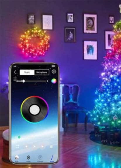Розумна світлодіодна гірлянда RGB для ялинки та новорічного декору управління кольору з телефону 10м XO (251390630)