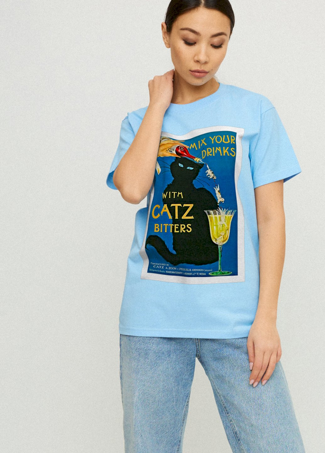 Голубая демисезон футболка boyfriend / air print / YAPPI
