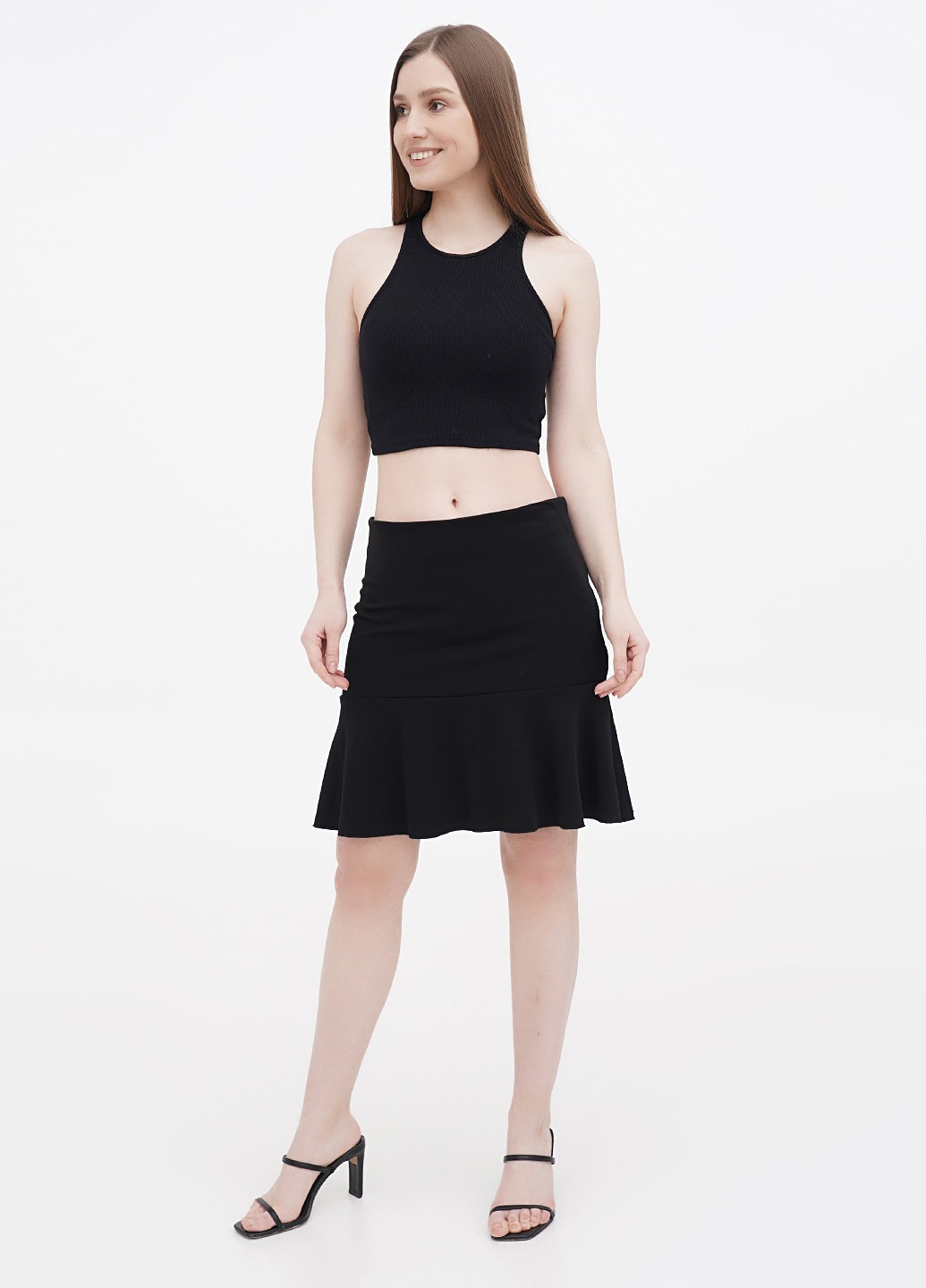 Черная кэжуал однотонная юбка Oltre клешированная