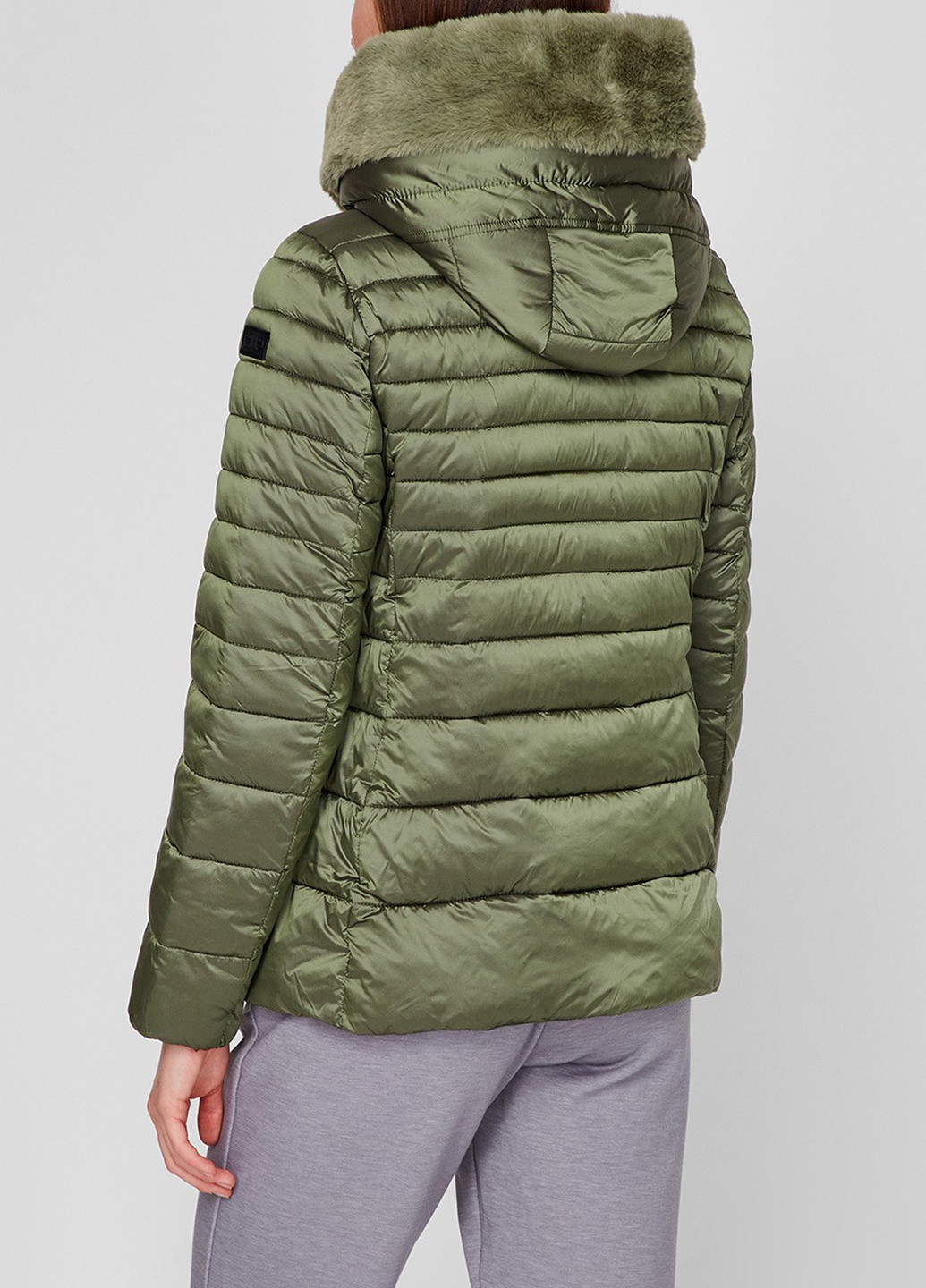 Зеленая оливковая стеганая куртка woman jacket fix hood CMP