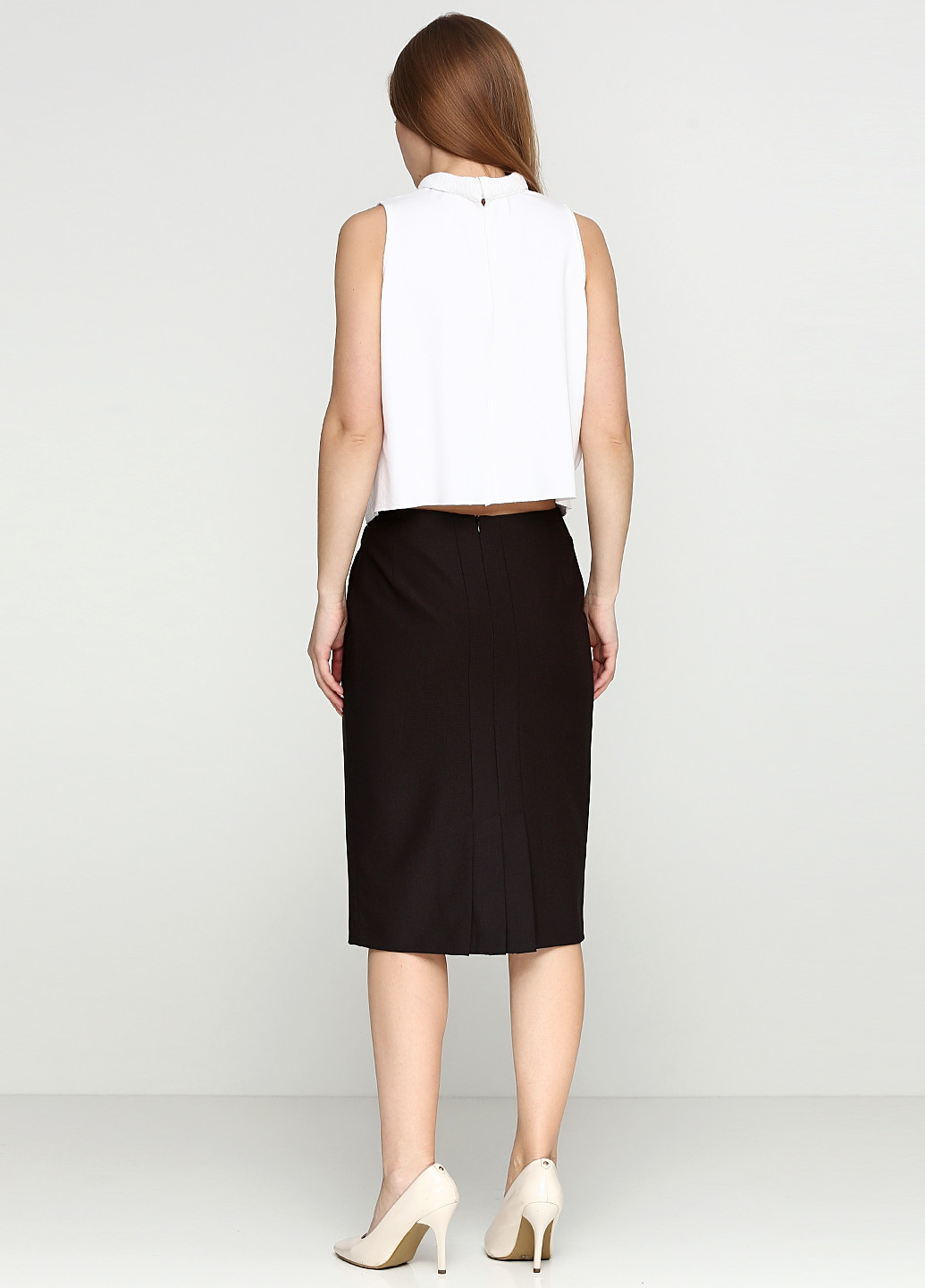 Темно-коричневая офисная однотонная юбка Stefanie L миди