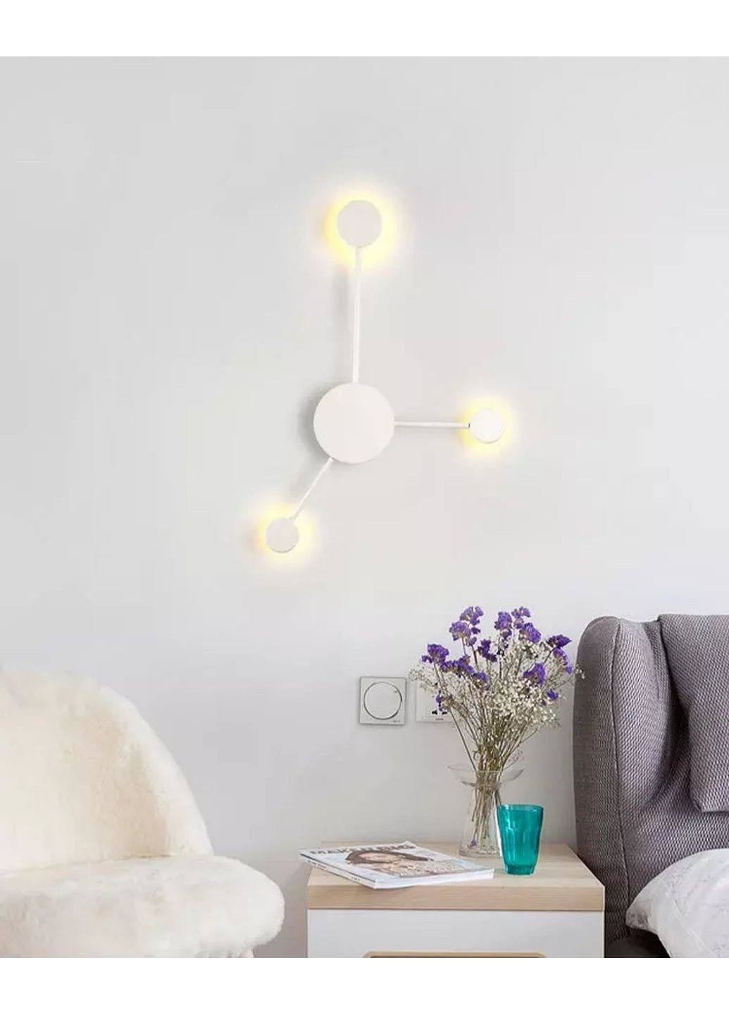 Бра настінна LED B2021/3-wh-k Білий 55х36х7 див. Sunnysky (253543371)