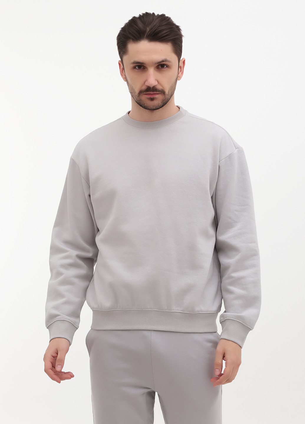 Сіро-голубий світшот H&M однотонний без декору (317203463)