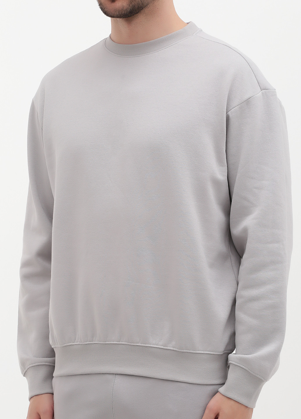 Сіро-голубий світшот H&M однотонний без декору (317203463)