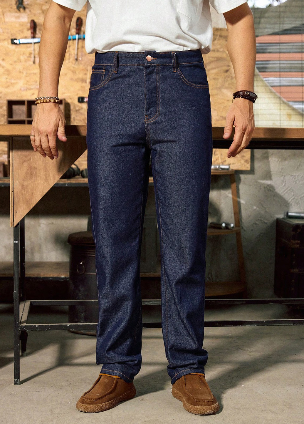 Темно-синие демисезонные прямые джинсы SHEIN