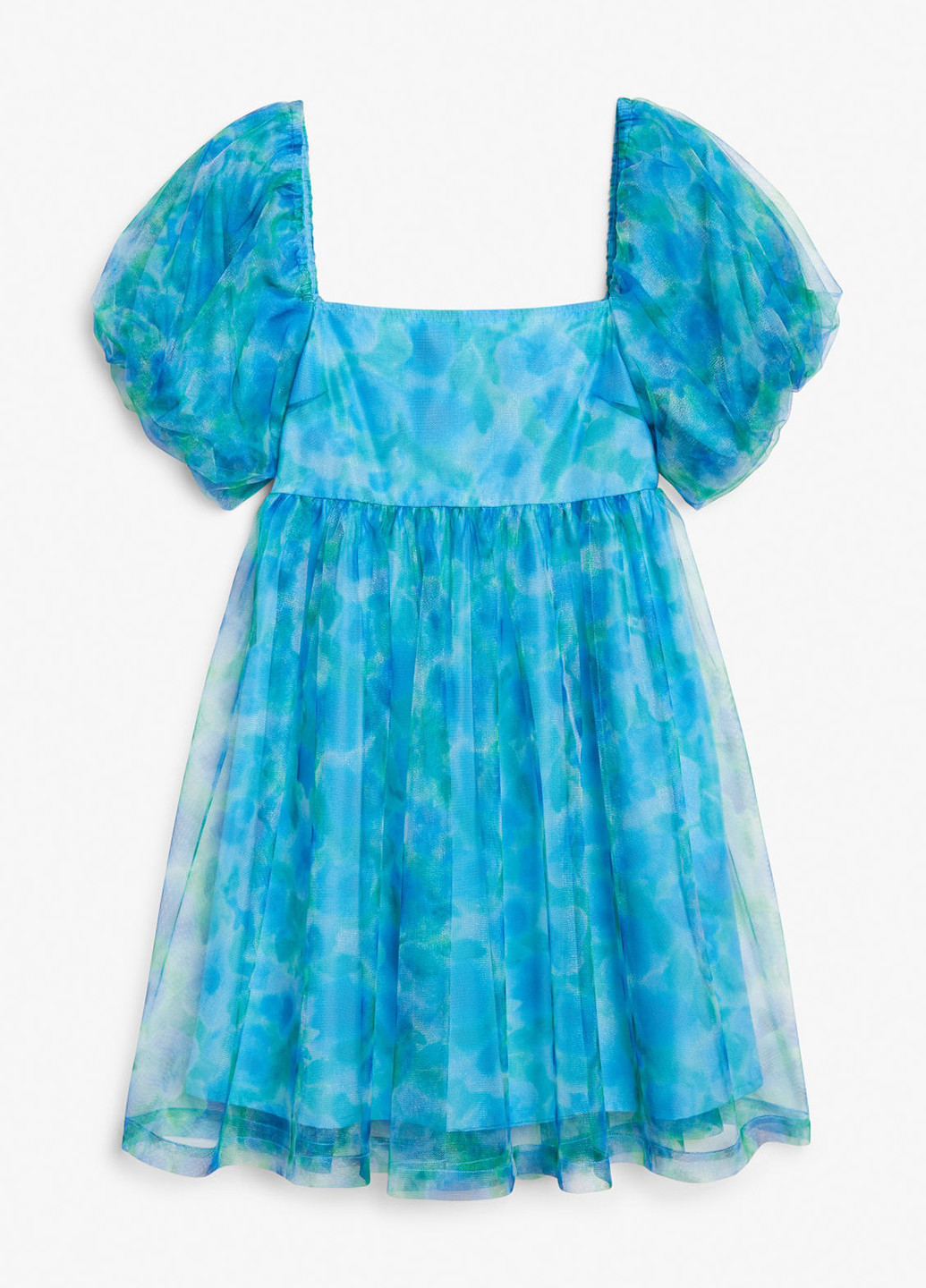 Блакитна коктейльна, кежуал сукня кльош Monki з абстрактним візерунком