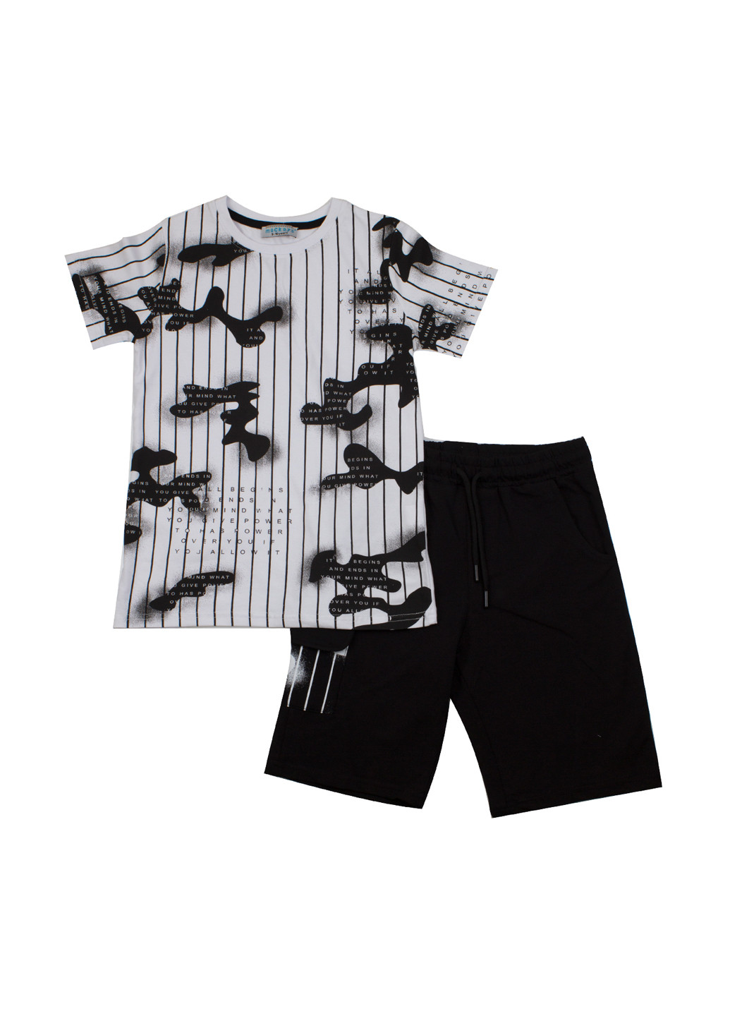 Черно-белый летний комплект (футболка, шорты) Mackays