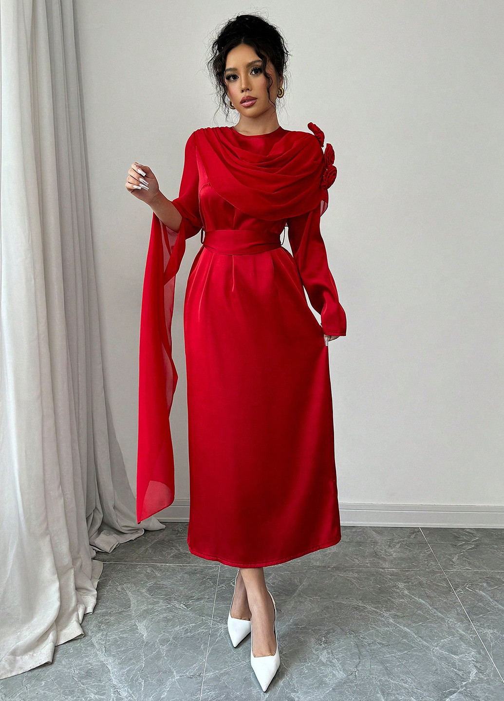 Червона кежуал сукня а-силует SHEIN однотонна