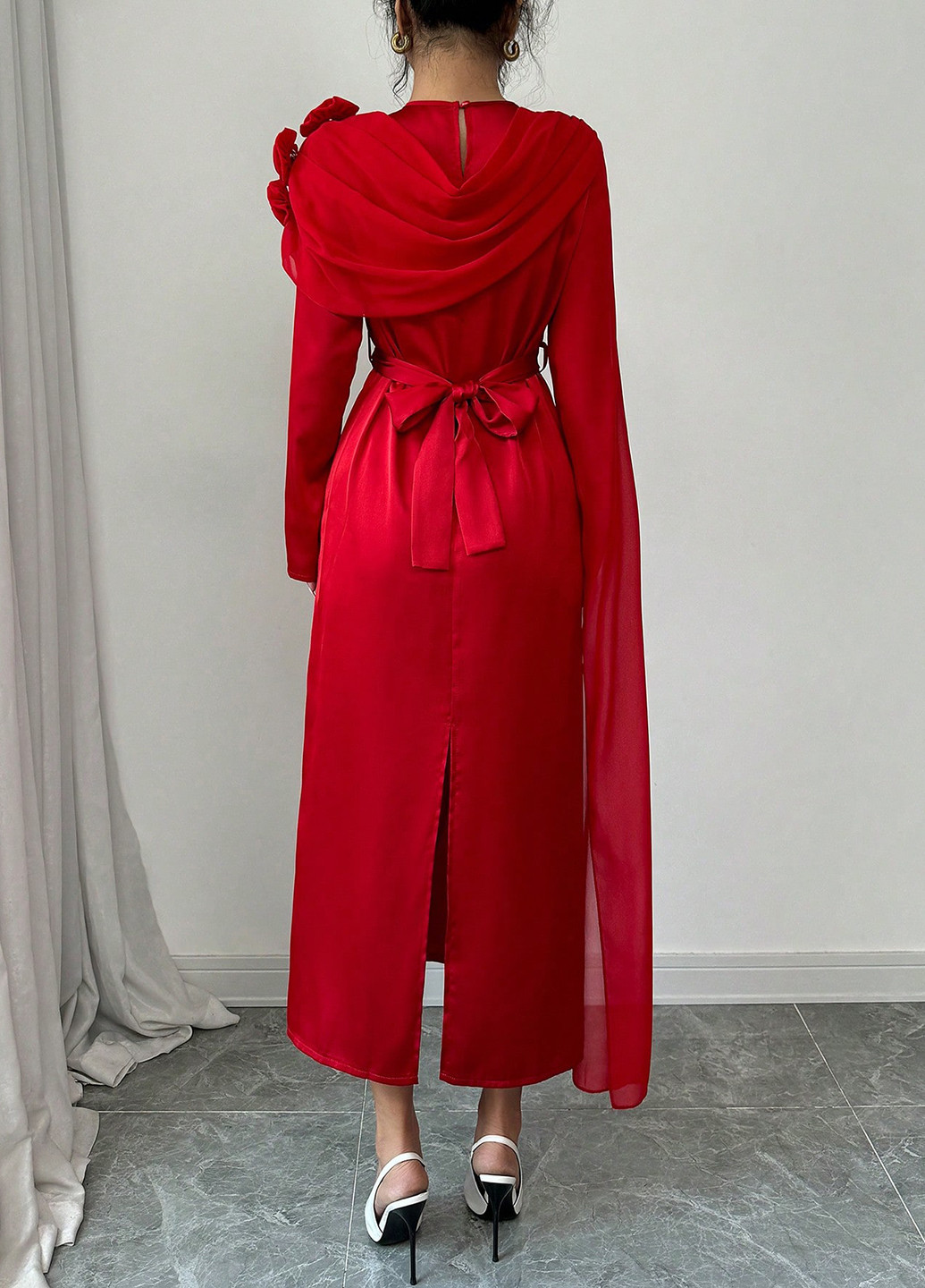 Червона кежуал сукня а-силует SHEIN однотонна